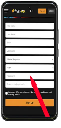 Freshbet APK registration
