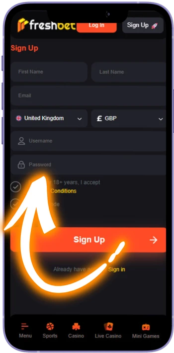 Freshbetloginapp registration form